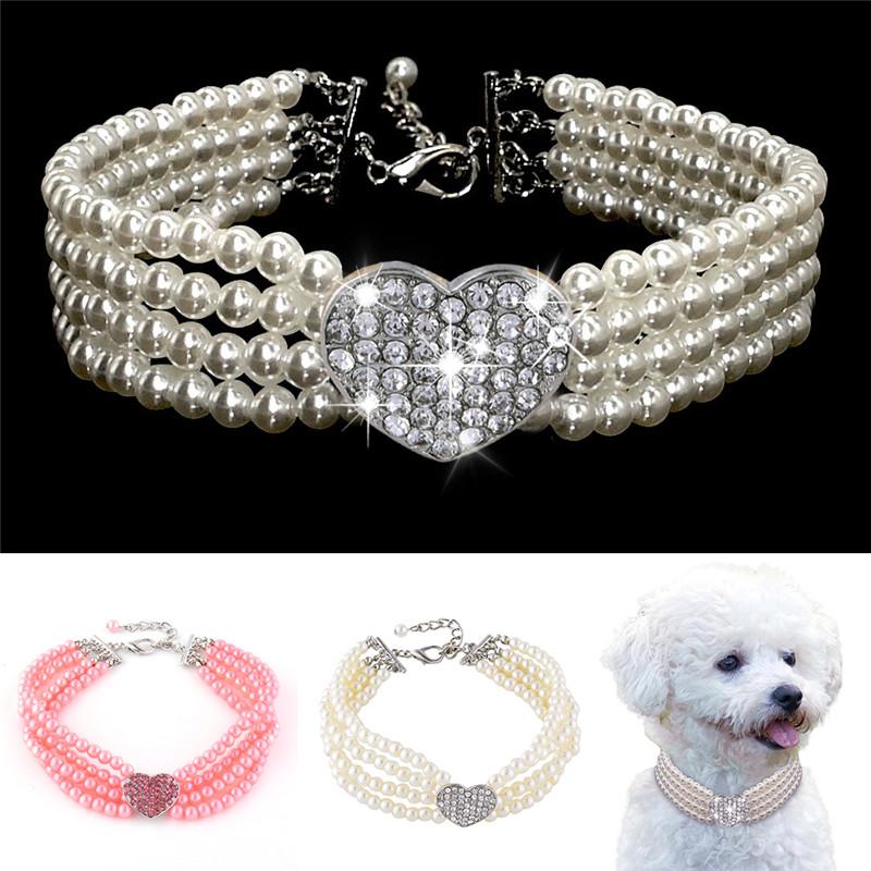 

Dog Collars & Leashes Bling Rhinestone Puppy Cat Adjustable Heart Kitten Collar For Small Medium Dogs Cats Chihuahua Pug Yorkshire Pet Jewel