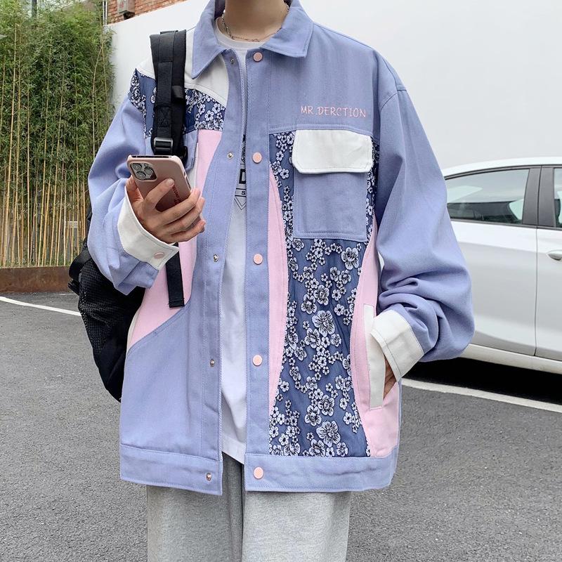 

Men's Jackets Fashion Loose Splicing Jacket Spring/Autumn Tooling Youth Ins Trend Design Sense Streetwear Couple Clothes, Black;brown