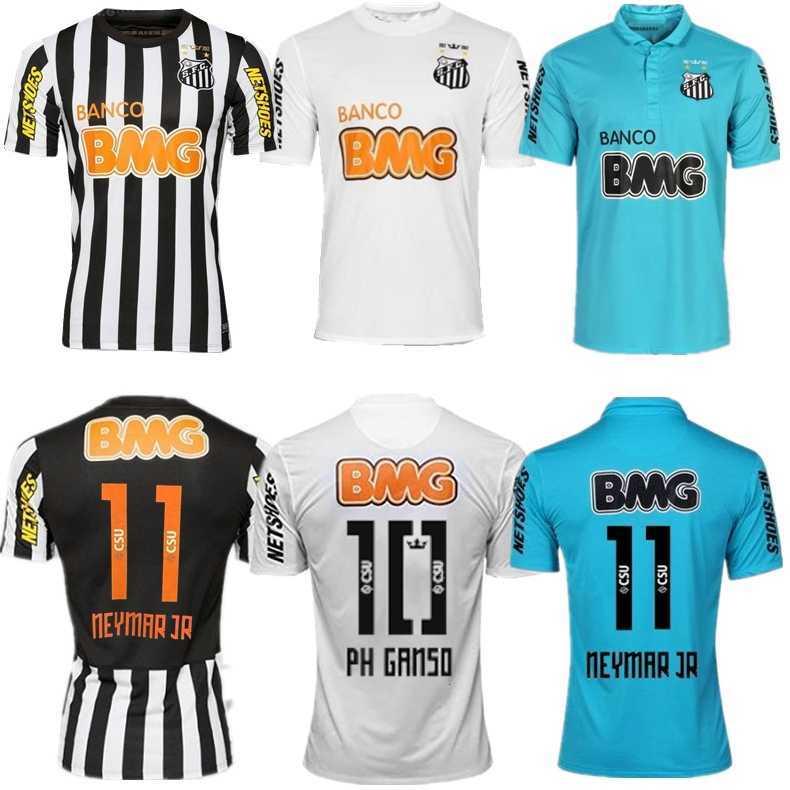 

2012 2013 Santos fc retro soccer jersey 12 13 NEYMAR JR Ganso Elano Borges Felipe Anderson vintage classic home away 3rd football shirt, Home jersey