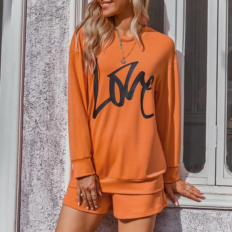 

Women' Tracksuits Autumn Winter Women Love Letter Print Long Sleeve Pullover Pink Orange Sweatshirts Green Ladies Sexy Loose Tops CasualWom, Kaqi