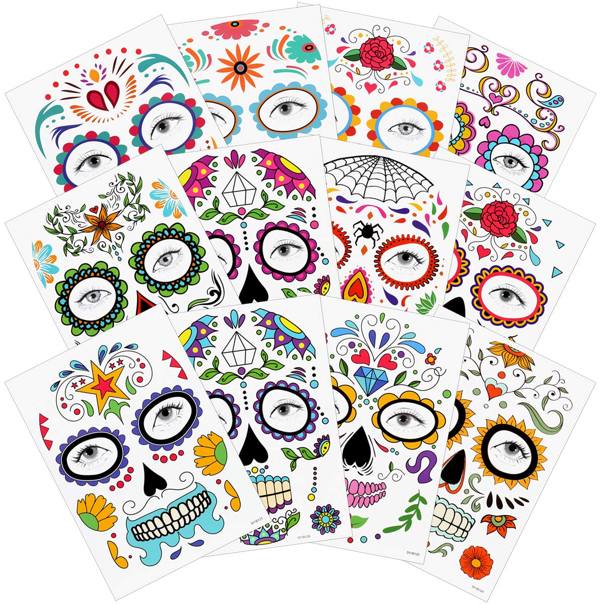 

Temporary Tattoos Tattoo Stickers For Halloween Makeup Children Adts Easy Washed Off Sugar Skl Day Of The Dead Dia De Los Muertos Par amrOa