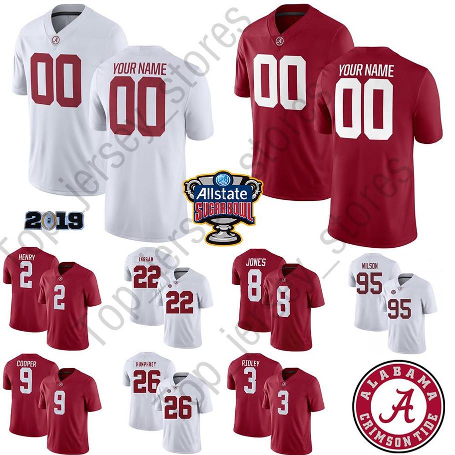 

Custom Big Size Alabama Crimson Tide any name number 22 Mark Ingram 8 Julio Jones 2 Derrick Henry 9 Amari Cooper College Football 2356, White