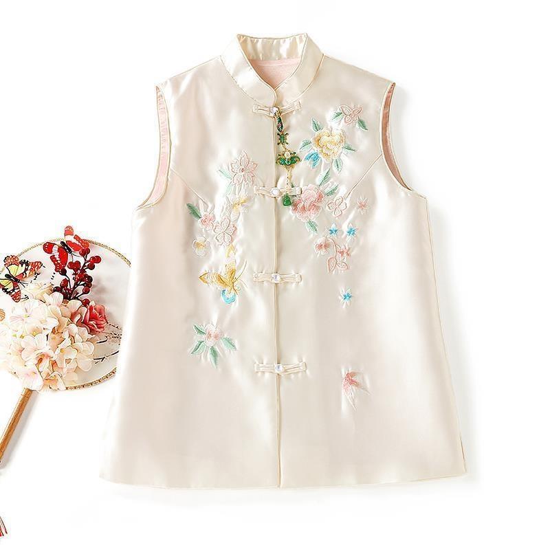 

Ethnic Clothing National Style Vest Women's Spring And Autumn 2022 Loose Short Embroidery Fashion Chinese CoatEthnic