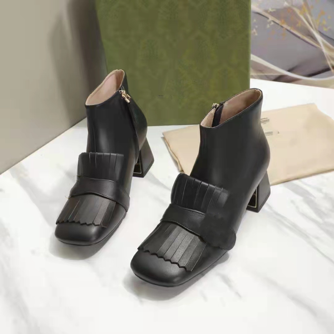 

2021 designer's latest customized logo women's boots leather non slip rubber sole luxury comfort exquisite technology high quality 33--41, White