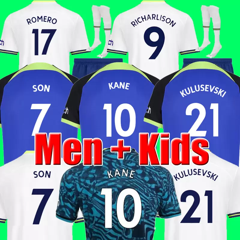 

Soccer Jerseys HOJBJERG colorful RICHARLISON 21 22 23 KANE SON KULUSEVSKI PERISIC 2021 2022 2023 LUCAS DELE ROMERO Football kit shirt BRYAN Men kids sets, 22 23 men away
