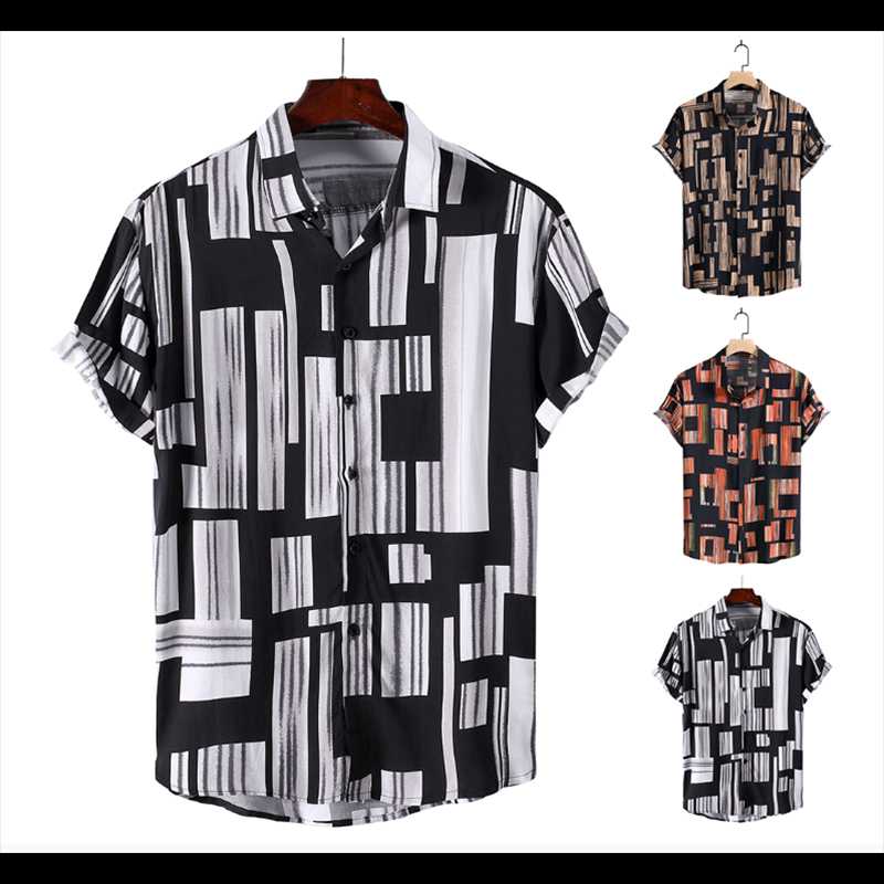 

Men's Casual Shirts European And American Summer Trend Men's Fashion Short-Sleeved Printed Floral Beach Club ShirtsMen's, White