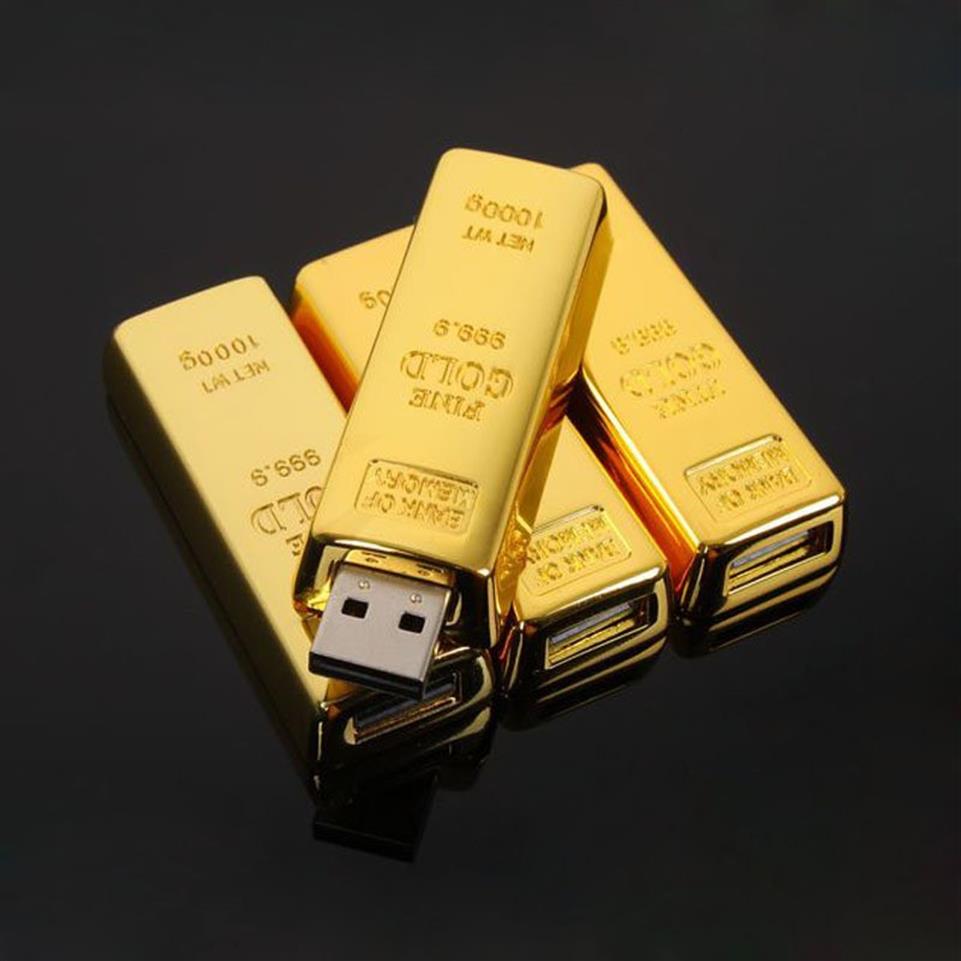 

real capacity golden USB Flash Drive 32GB bullion gold bar Pen Drive Flash Memory Stick Drives16GB 8GB 4GB creative gift USB2.0235w