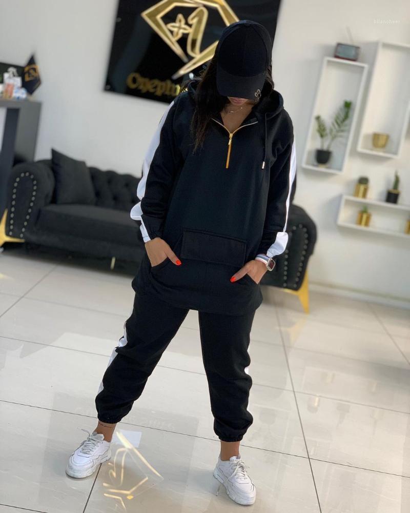 

Women's Two Piece Pants Coffee Sets Women Hoodies Long Sleeve Tracksuits Casual Hooded Zipper Design Solid Oversized Sweatsuit Set, Red