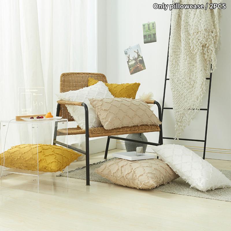 

Pillow Case 2pcs Easy Clean Pillowcase Home Decor Geometric Tassel Chair Bedroom Soft Universal Cushion Cover Cotton Blend Living Room Sofa