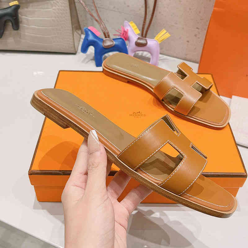 

Sandals Herme h Women Slippers Designer 2022 Organ Summer Beac Leater Flat Casual External Wear Xr9q, No. 8 color