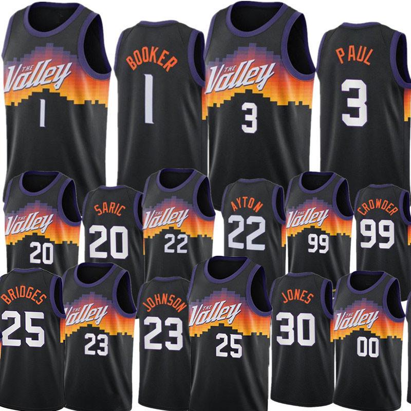 

Top The Valley Sun Basketball Jerseys Men Devin Booker Chris Paul DeAndre Ayton Mikal Bridges City Jersey edition Black Camer''nba''Jerseys, Colour 1