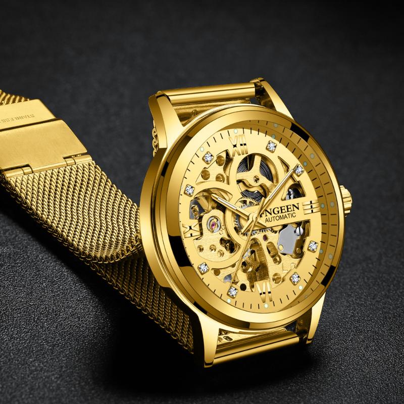 

Wristwatches Skeleton Watch 2022 Automatic Movement Men Sport Watches Top Male Business Clock Waterproof Mechanical WatchesWristwatches Wris, Gold