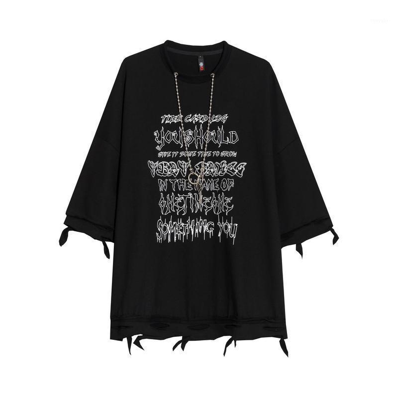 

Gothic Punk Graphic T-shirt Men Women Hole Mall Goth Harajuku Summer Top Dark Aesthetic Fairy Grunge Loose Plus Size Clothes Women's, White