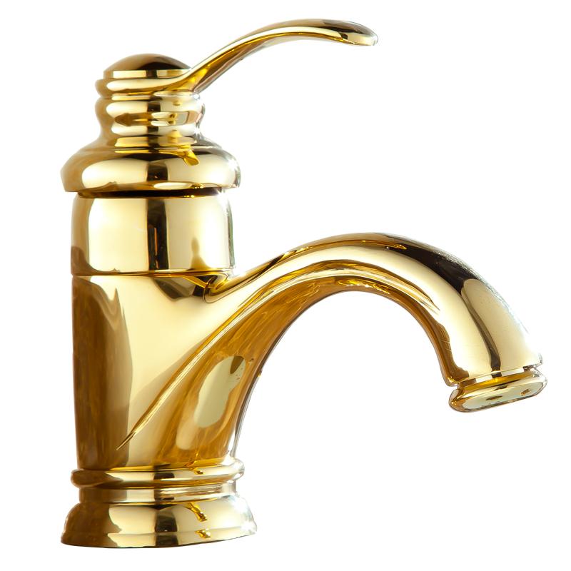 

Kitchen Faucets Gold Brass Mixer And Cold Water Faucet Basin Deck Mouted Tap
