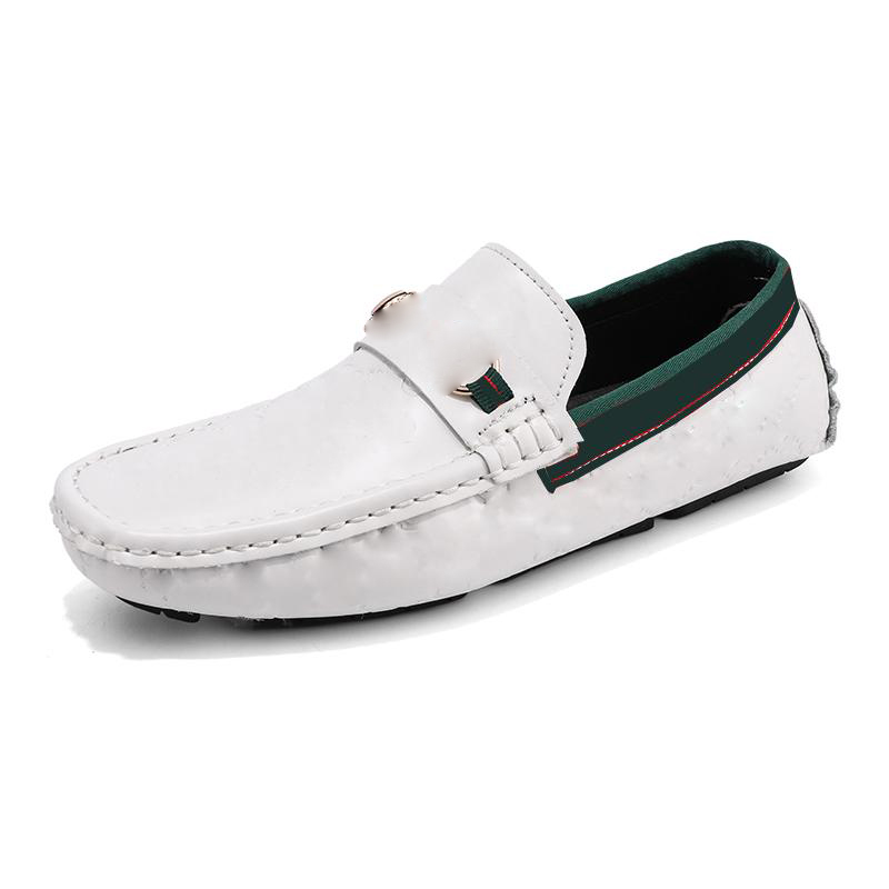 Loafers Men Shoes PU Leather Solid Color Classic Trend Horsebit Letters Fashion Square Toe Flat Casual Business Dress Shoes DH939-1