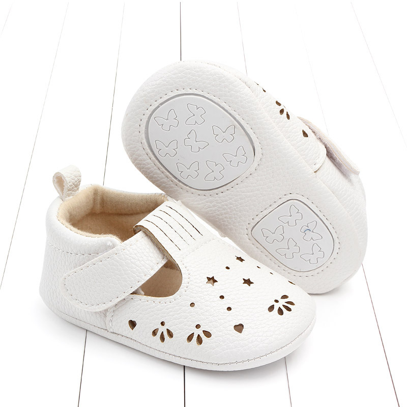 

Walkers female baby spring and autumn summer 0-1 year old half rubber soled non slip shoes walking shoes, White