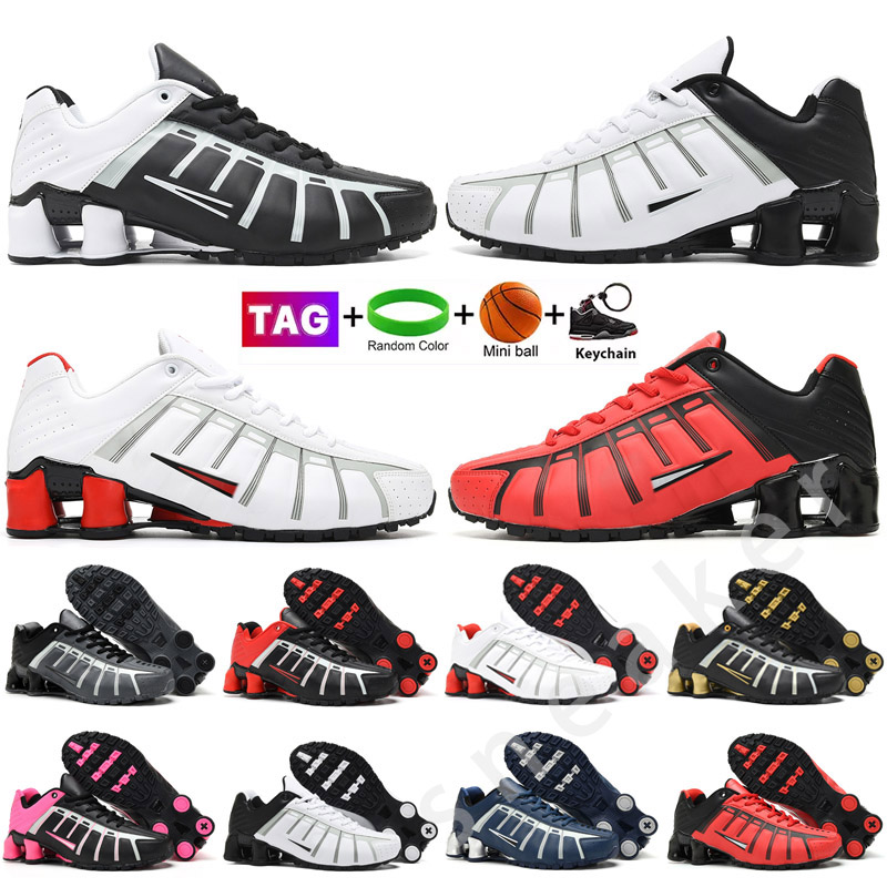 

Top Quality Shoxs Men Running Shoes Outdoor Triple Black White Metallic Silver DELIVER OZ NZ 0809 University Red Designer Sneakers Trainers size 35-46, Color 9