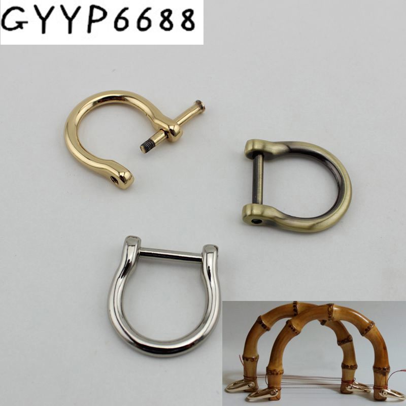 

10pcs 16mm 19mm Screw D ring Natural bamboo handles for bags replacement,retro hand made knit bag handbags Hardware Accessories 220325