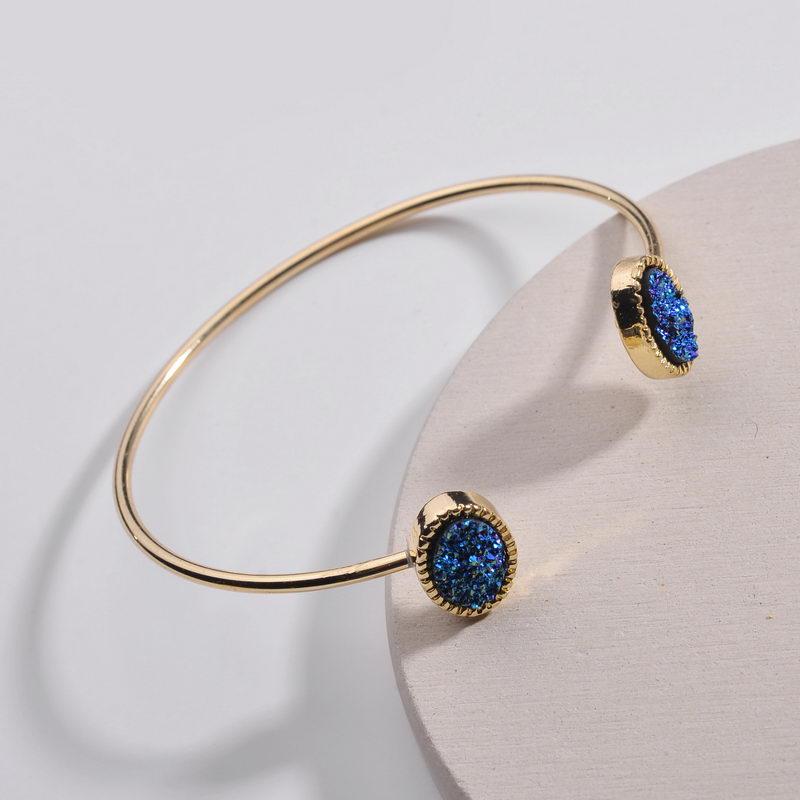 

Bangle Jewelry 2022 Arrival Gold Oval Resin Druzy Open Bracelets Adjustable Stone Bangles For Women WholesaleBangle BangleBangle