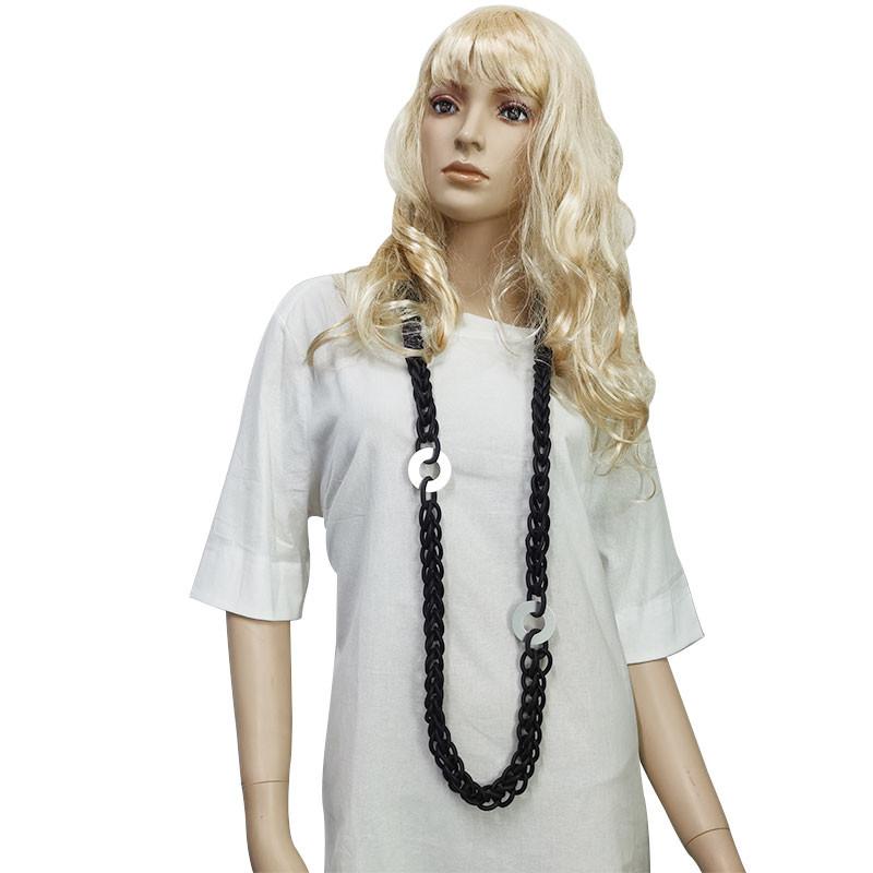 

Pendant Necklaces Metal Circle Rubber Thick Flat Link Long Necklace For Women Vintage Silicone Sweater Chain Statement Streetwear JewelryPen