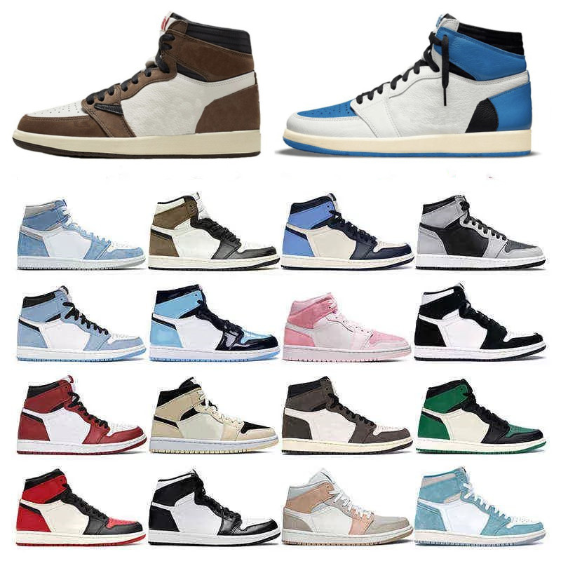 

New buckle high top Men's 1 Basketball shoes Women 1s OG Patent Panda University blue obsidian dark Mocha UNC Twisted smoke Gray Chicago men's and women's sneakers, Split