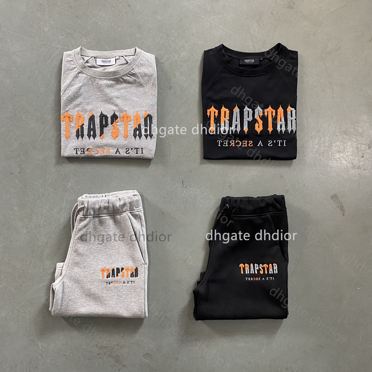 

T shirts Trapstar t Short Sleeve Chenille Decoded Chord Set Grey Revolution Candy Flavor Trapstars Embroidered Letters High Quality Edition pure cotton, Extra shipping only