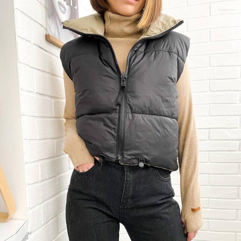 

Women' Vests Cropped For Women Winter Coat Warm Vest Down Jacket Female Sleeveless Parkas Short Waistcoat Ladies Gilet Femme Luci22, Black