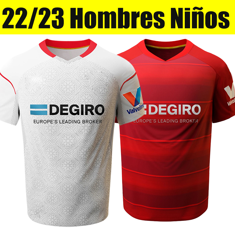 

22/23 Camiseta SevillaS Soccer Jerseys LAMELA I.RAKITIC PAPU GOMEZ J.NAVAS DE JONG SUSO 2022 2023 Football shirt New sponsor Home White Away Red Third Black Men Kids Kit, 21-22 third