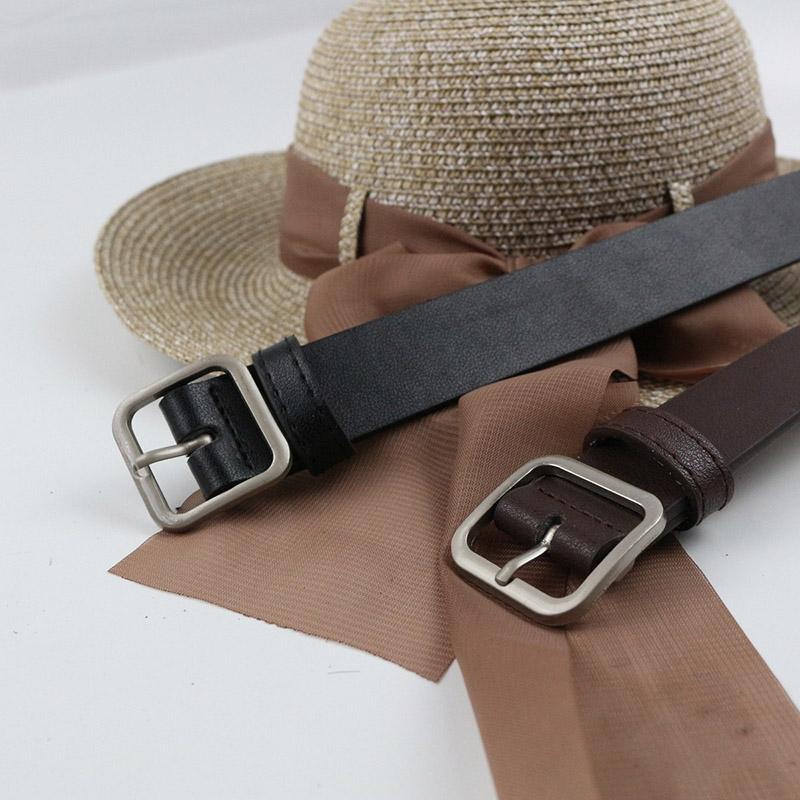

Belts Women Basic Fashion Casual Square Buckle Waistband Simple Retro Pu Leather Clothing Accessories, Black