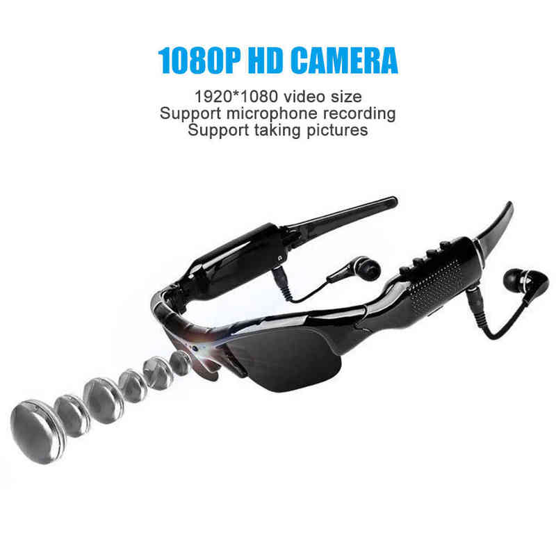 

1080P Bluetooth-compatible Eyewear Digital Video Recorder Spy Camera Glasses Mini Camcorder Video Sunglasses DVR with Earphone H220411