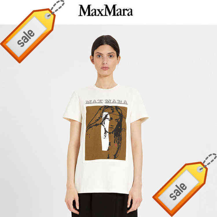 

Max Mara Autumn Winter 70th Portrait Print Cotton Personalized T-shirt 1946101906s1s1s1, Black black