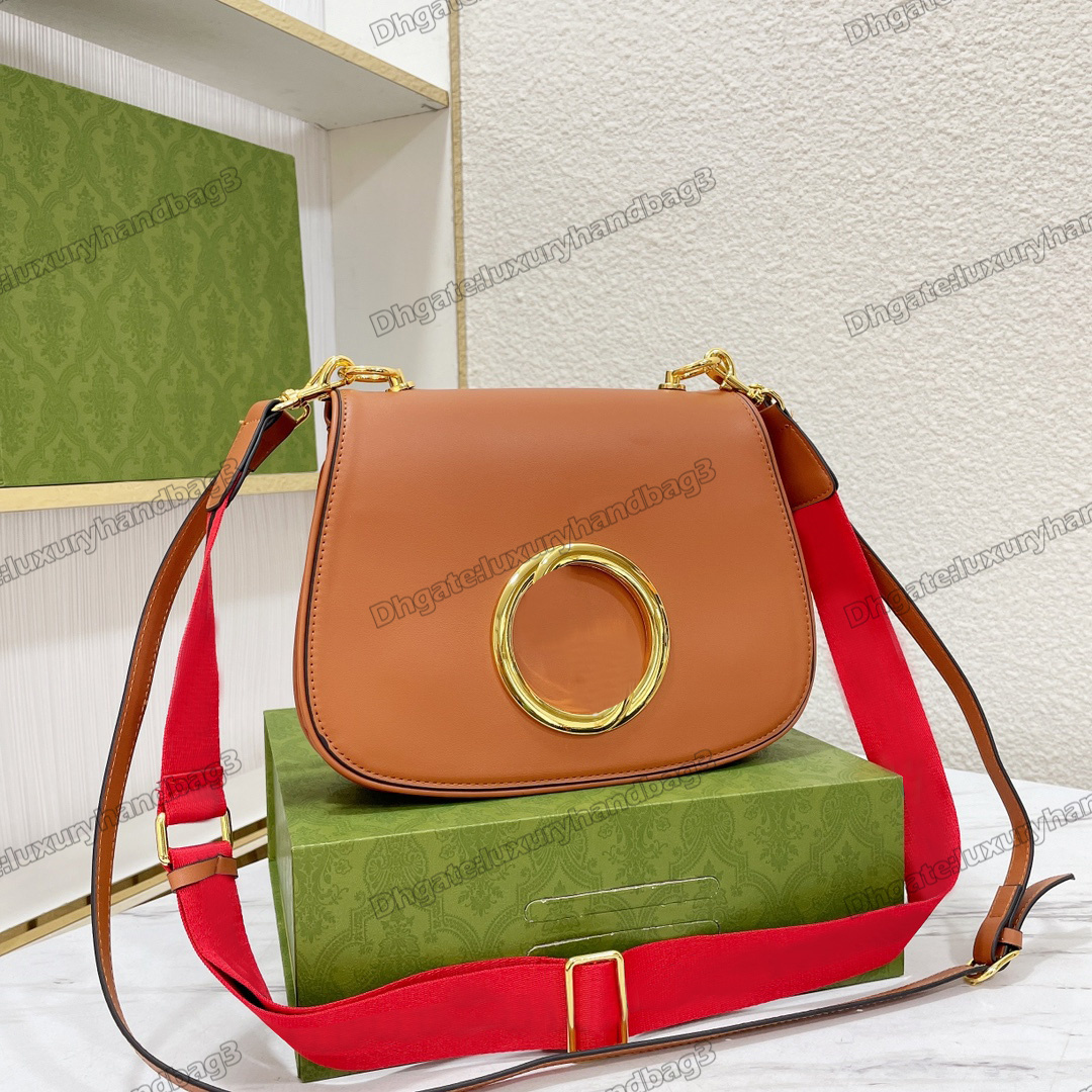 

Blondie Saddle Leather Hobo Bag Designer Luxurys Interlocking Shoulder Bag Clutch Green Red Web Strap CrossBody Handbag