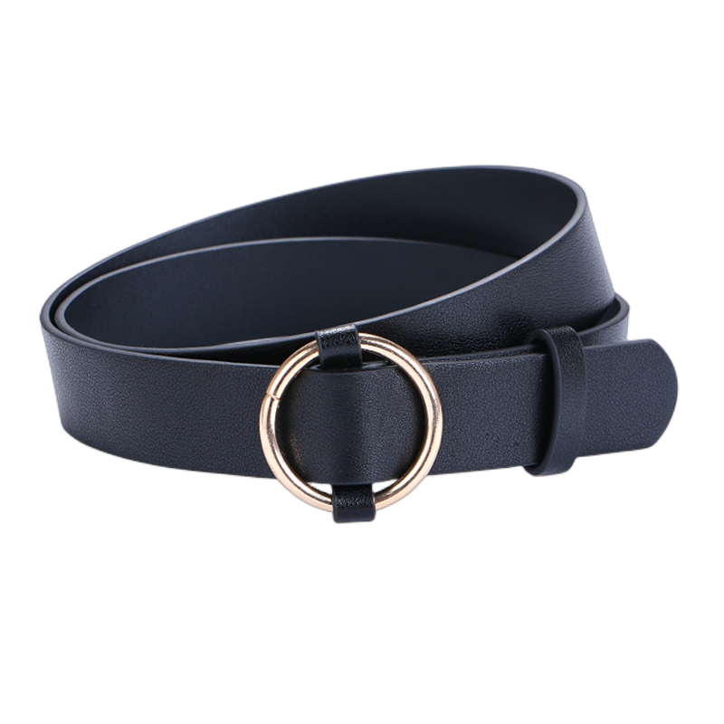 

Belts Est Gold Round Buckle Female Leisure Jean Wild Silver Without Pin Metal Brown Leather Black Strap Belt WomenBelts