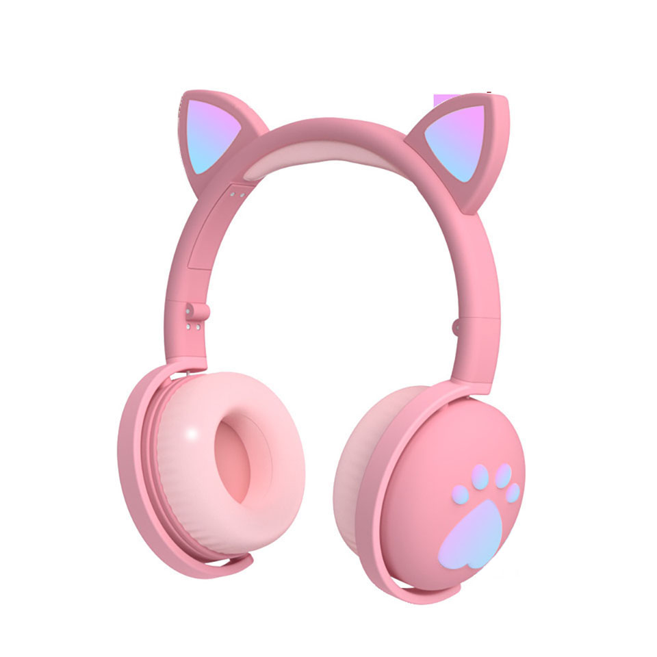 BK1 Foldable LED Gaming headphones Wireless Bear Ear CAT earphones with mic stereo music children's Headset