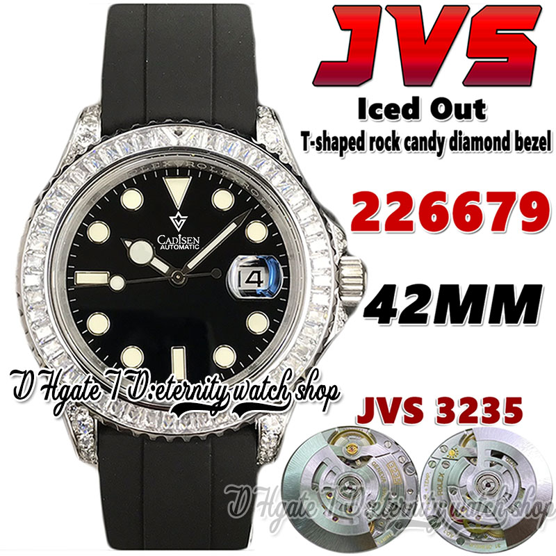 

2022 jv226679 3235 jvsa3235 Automatic Mens Watch 42MM T-shaped rock candy diamond inlaid Bezel Black Dial 904L Steel Case Rubber Strap Super version eternity Watches, Watch waterproof cost