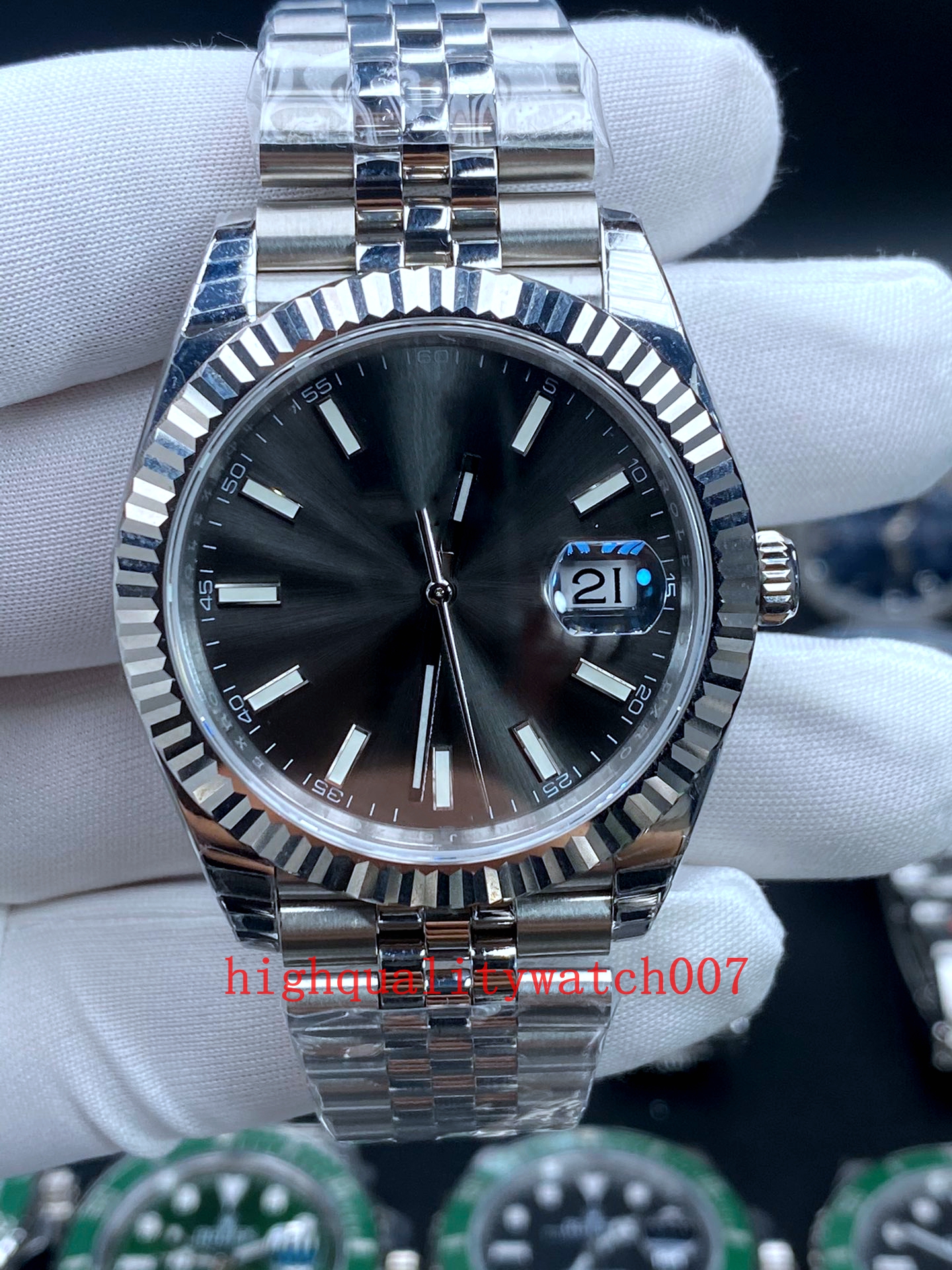 

High Quality Men's watches Black Dial Diamond 41mm 126334 Stainless Steel bracelet 2813 Movement Blue Luminescent Automatic world time watches men Watch