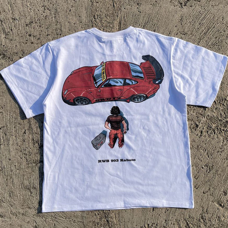 

Men T Shirt Women Plus Size Tee Anime Street Short Sleeve Akira Racer Cotton Round Neck Loose Short Sleeve Print 3XL, White