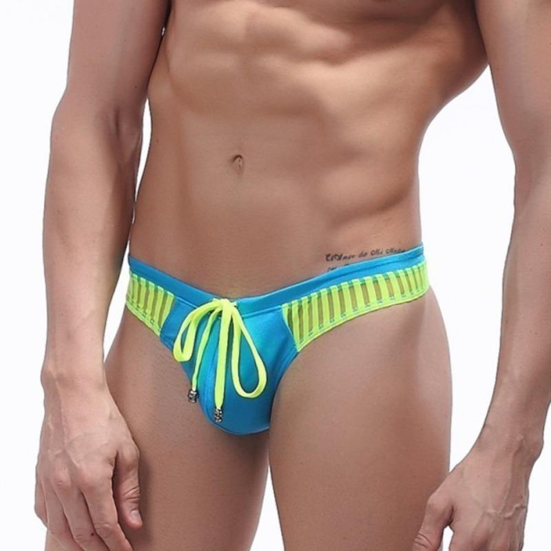 

Men' Swimwear Transparent Stripes Sexy Thong Men Swim Briefs Bulge Push Up Gay Mens Swimsuit Bikini Man Bathing Suit Beach Surf ShortMen, Black