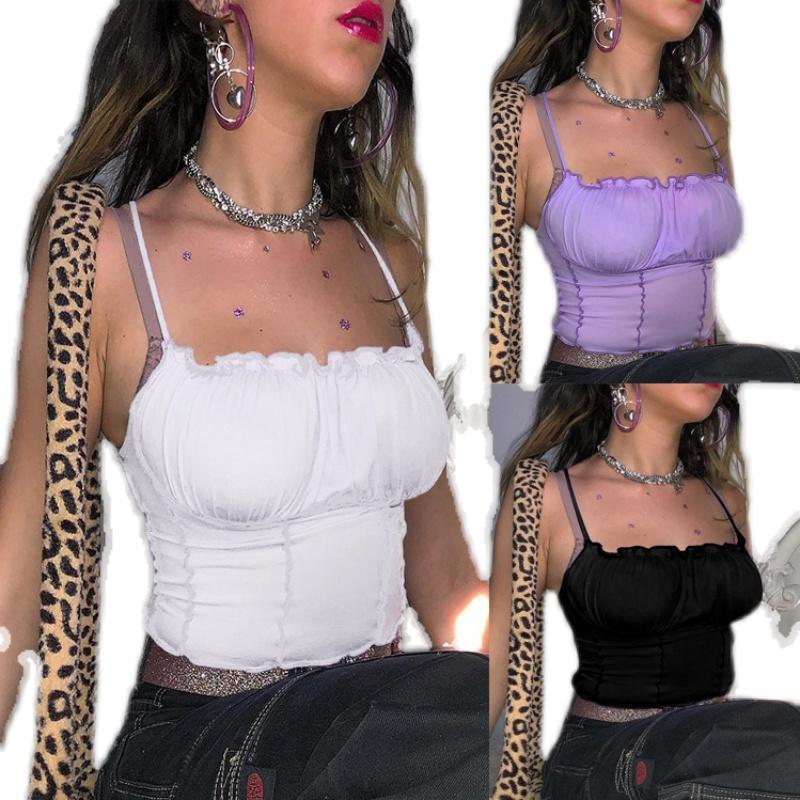 

Women' Tanks & Camis Slim Tank Top Women Sexy Sleeveless Cropped Tops Solid Simple Sling Backless Camisole, Black