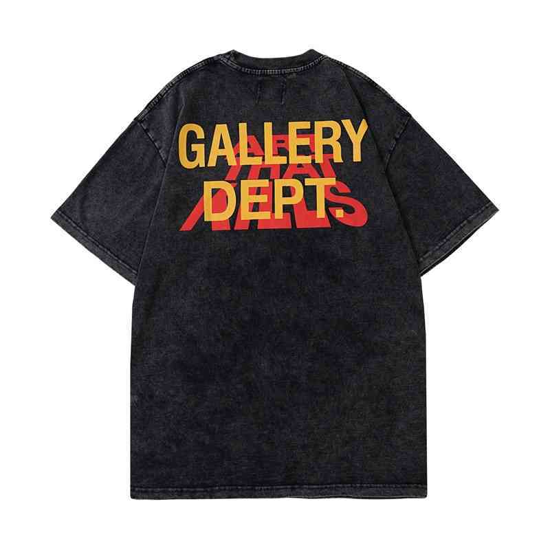 

Washed Designer Shirt Gallerydepts Atk Old Rainbow Lettered Printed T-shirt High Street Retro Os Loose Short Sleeve Summer, Wash black