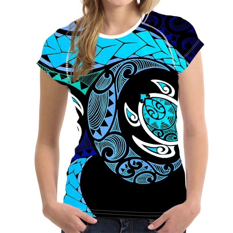 

Women T Shirt Office Short Sleeve Breath Tops Samon Polynesian Sea Turtle Design Lady Comfortable Large Size Clothes 220618, Htgaa426bv