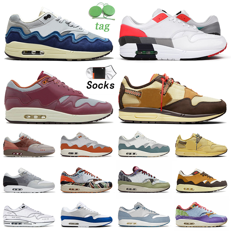

2022 High Quality 1 87 Cushion Mens Running Shoes Evolution of Icons Patta Rush Maroon Cactus Jack Baroque Brown Monarch Blueprint Women Trainers Sneakers Size 36-45, A24 patta purple 40-45
