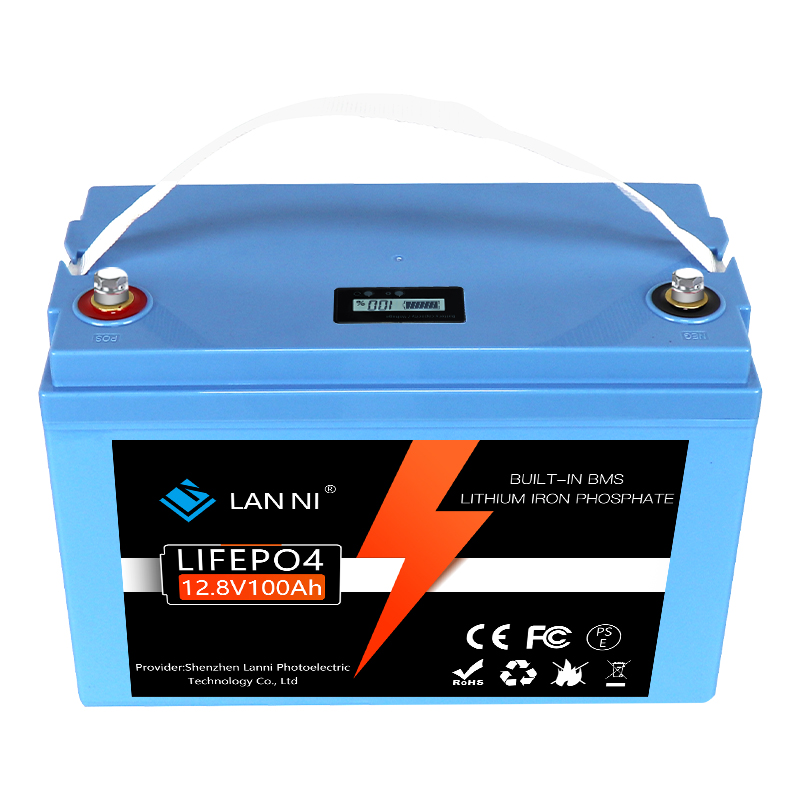 

LiFePO4 battery 12V100AH has built-in BMS display screen, which is used for golf cart, forklift, inverter, Campervan and solar energy