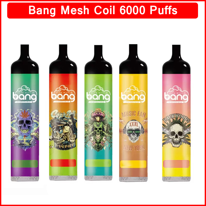 

Original Bang Mesh Coil 6000 Puffs Disposable E cigarettes Vape Pen 14ml Pre-filled Pods Cartridge 850mAh Rechargeable Battery Vaporizers