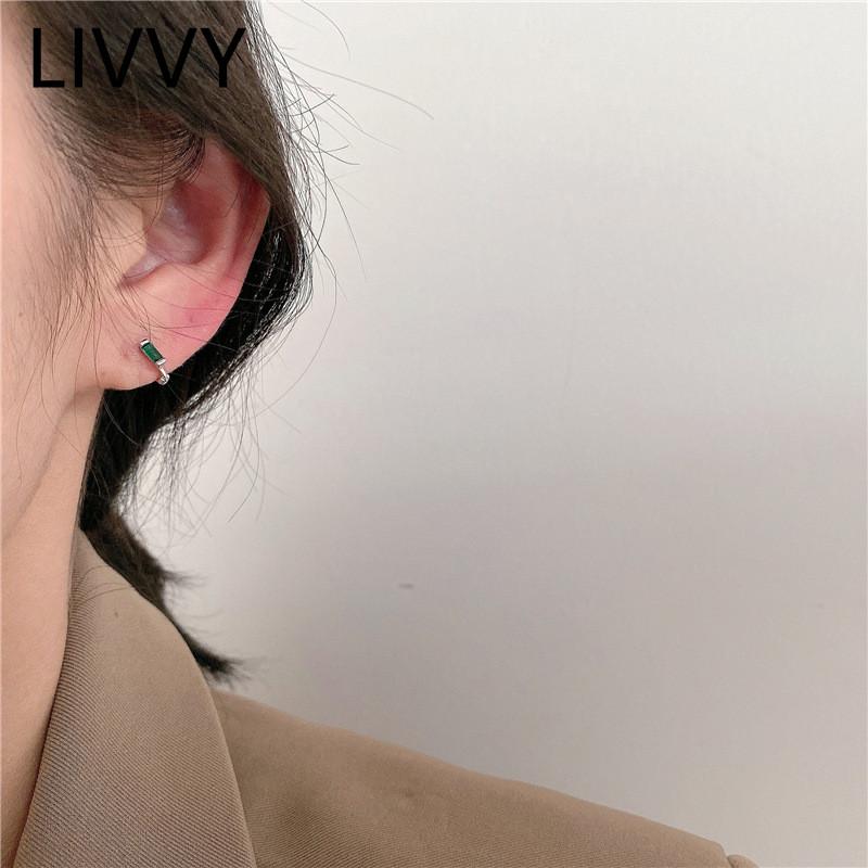 

Hoop & Huggie ;IVVY Silver Color Simple Green Zircon Earrings Charm Women Trendy Jewelry Vintage Party Accessories GiftHoop