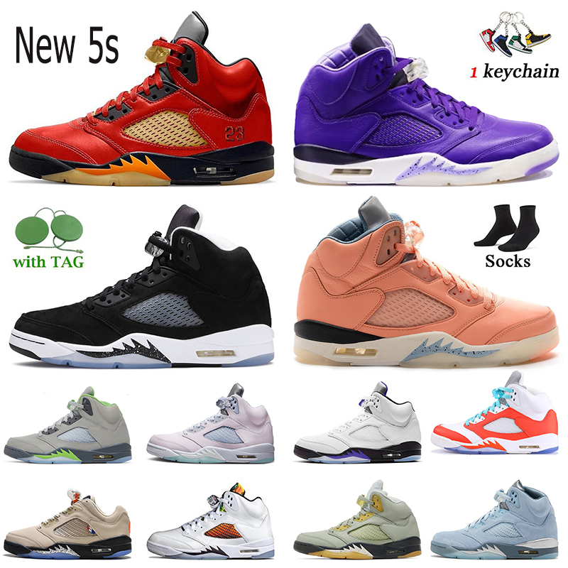 

Top Quality Jumpman 5 Mars For Her 5s Women Men Basketball Shoes With Socks DJ Khaled x We The Bests Oreo 2022 UNC University Blue Aqua Hare Mens Trainers High OG Sneakers, C39 oreo 2021 40-47