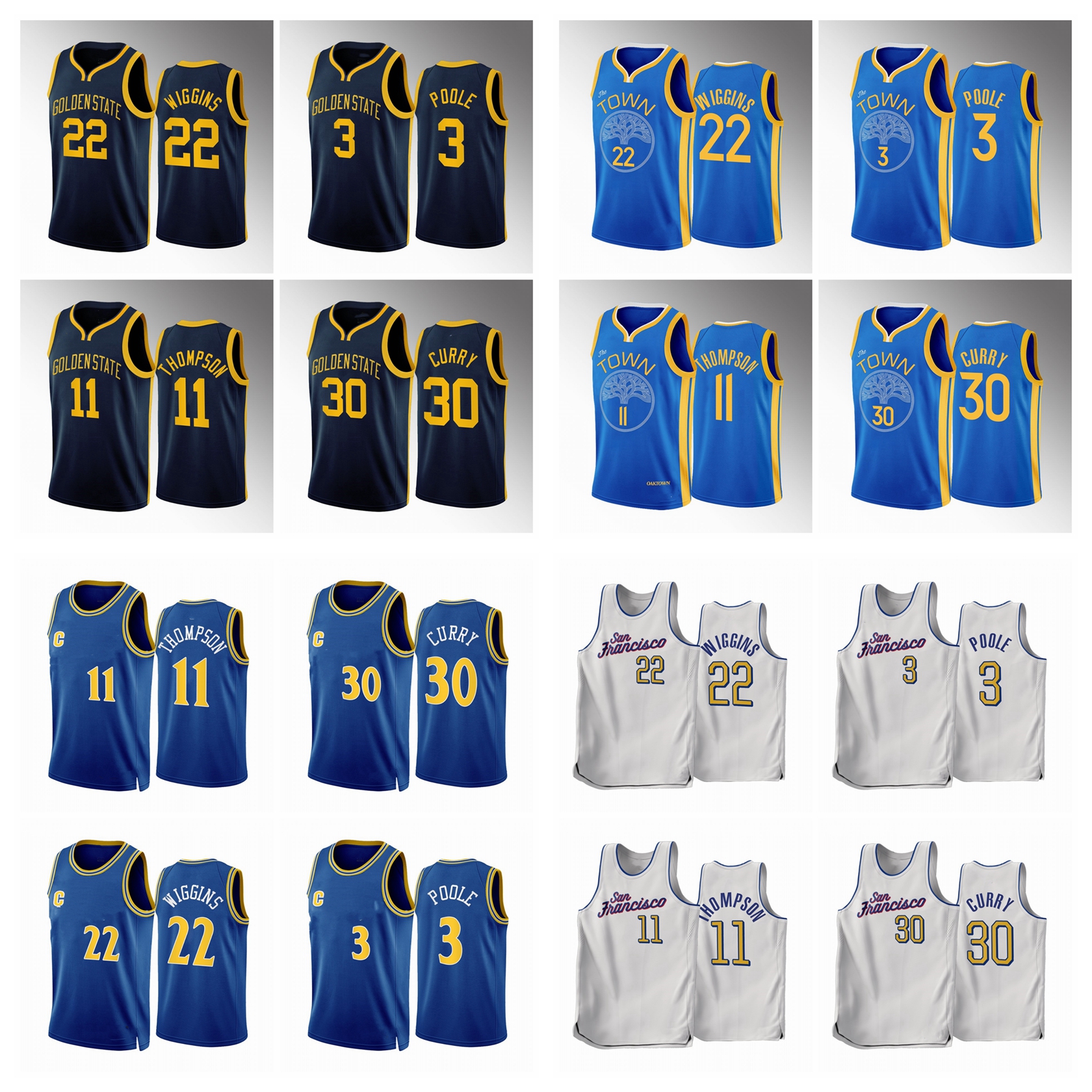 

22-23 Basketball Jersey Golden States Men Youth Stephen 30 Curry 23 Green 22 Wiggins 11 Thompson 3 Poole CITY JERSEY, As photo