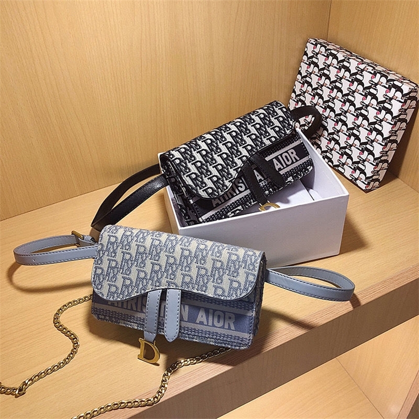 

new Canvas Messenger Bag women's Korean version chain single shoulder net red same chest fashion waist bag 70% Off Factory Online, Sky blue