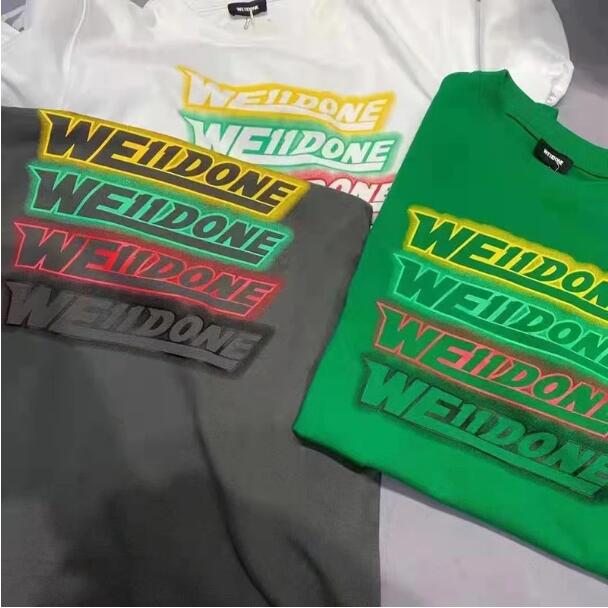 

White Green Summer Cotton Colorful Letter Print T-Shirt Men Women T Shirt