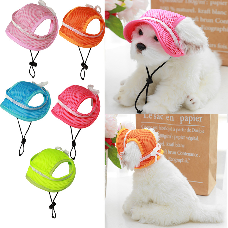 

Dog Apparel Summer new pet hat breathable shade cat and dogs hats bow princess leak ear dog supplies, Mix colors